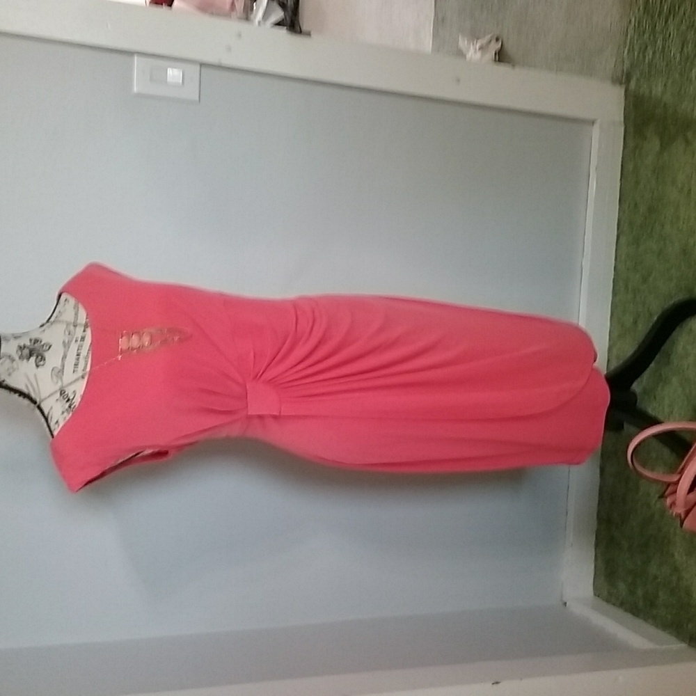 Connected Apparel Dress Faux Wrap Size 12 Orange EUC